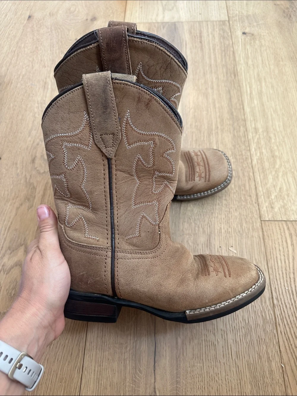 ROPER BOYS' CRAZY HORSE WESTERN BOOTS - SQUARE TOE Kids Tan Cowboy Boots 1